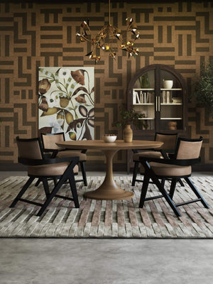 Pierre Dining Chair in Batavia Black w/ Upholstered Back w/ Thames French Yellow Performance Fabric-Blue Hand Home