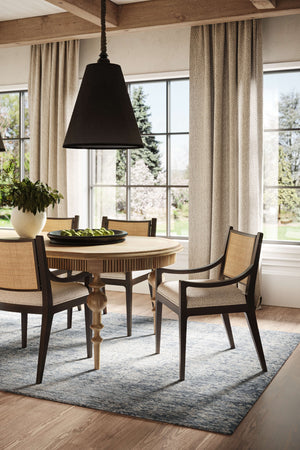 Milano Dining Chair w/ Upholstered Seat & Rattan Back-Blue Hand Home
