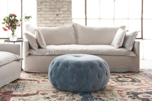 Pouf Round Ottoman - See All Sizes-Blue Hand Home
