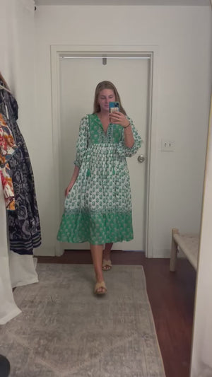 Mylah Midi-Green White Dress