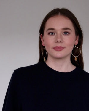 Cross Drop Hoops Earrings