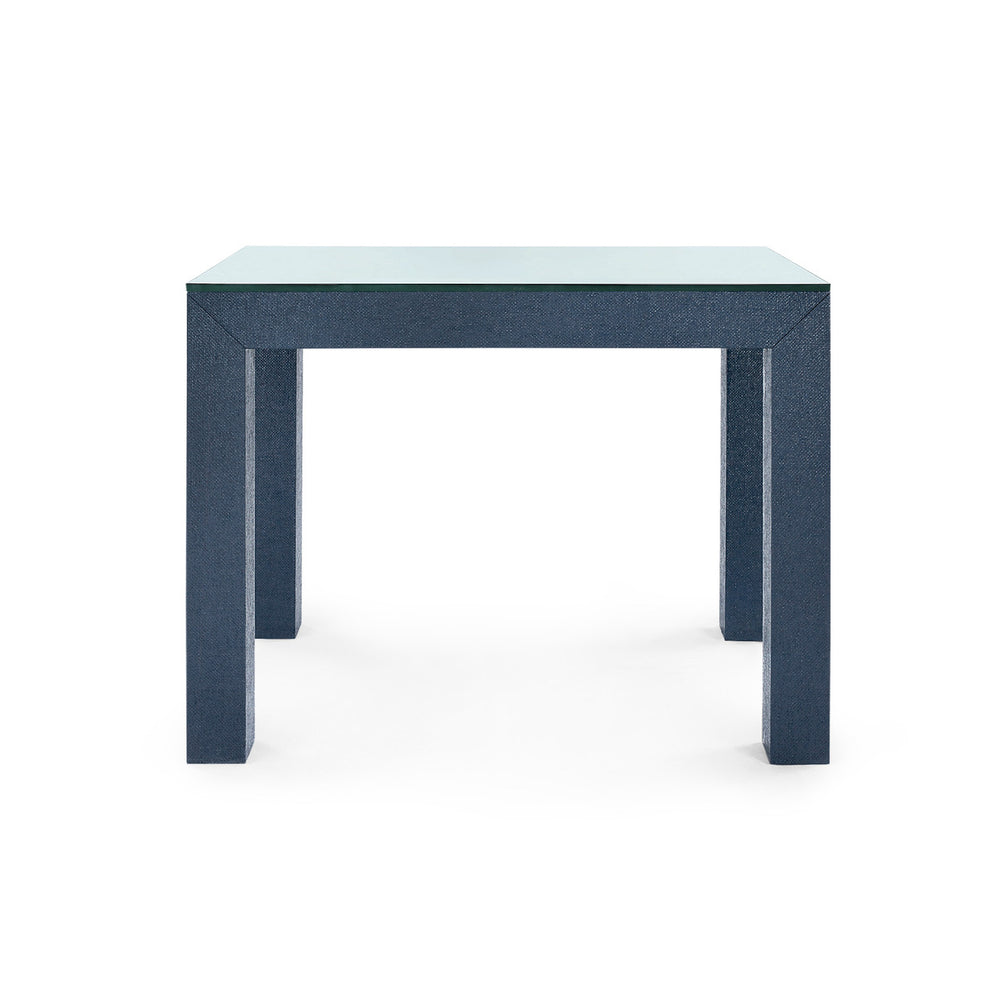 Parsons Side Table with Glass Top, Deep Navy-Blue Hand Home