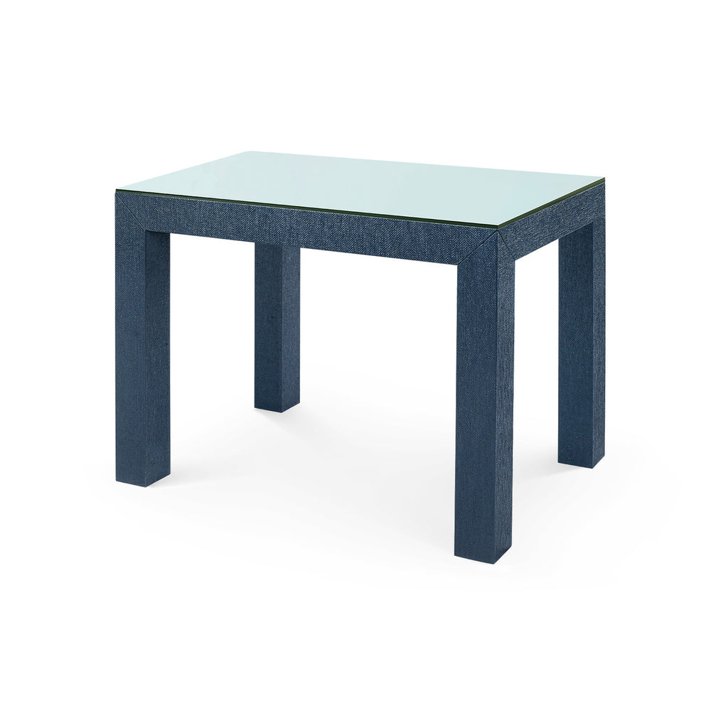 Parsons Side Table with Glass Top, Deep Navy-Blue Hand Home