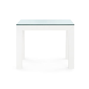 Parsons Side Table with Glass Top, Chiffon White