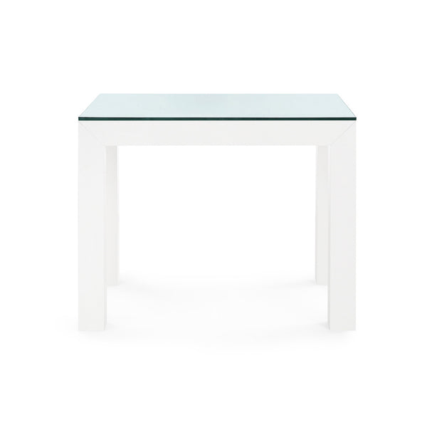 Parsons Side Table with Glass Top, Chiffon White