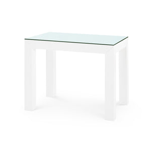 Parsons Side Table with Glass Top, Chiffon White