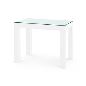 Parsons Side Table with Glass Top, Deep Navy