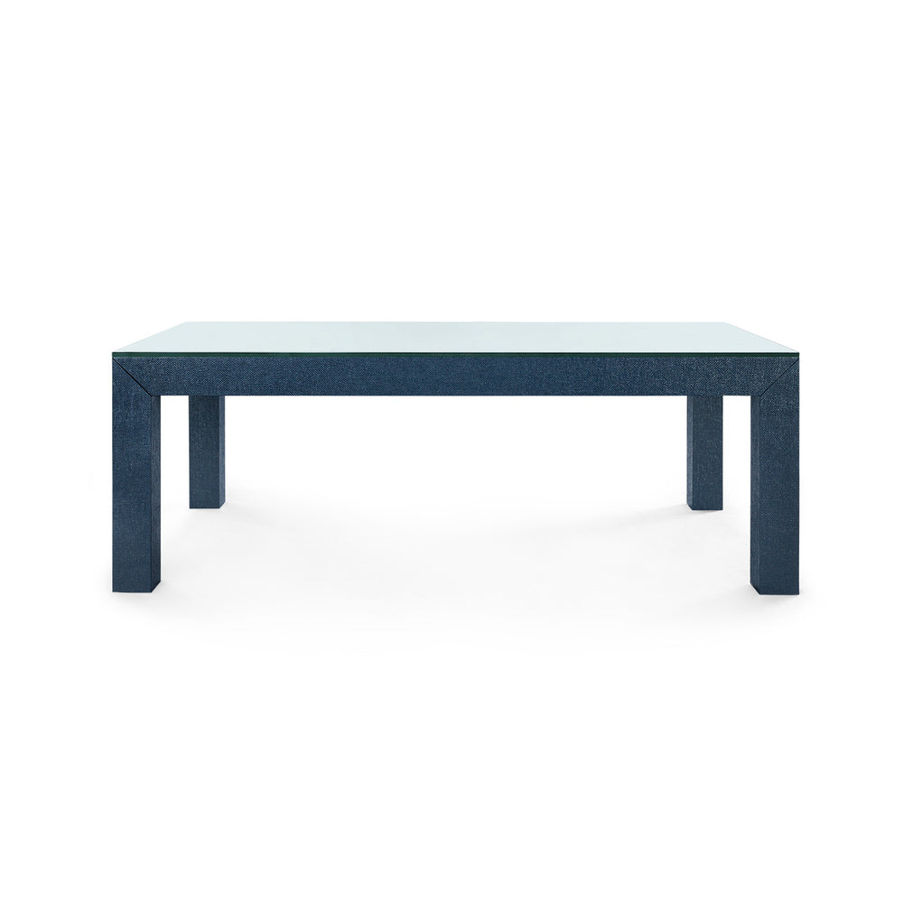 Parsons Coffee Table with Glass Top, Deep Navy-Blue Hand Home