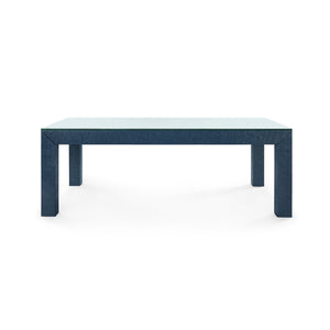 Parsons Coffee Table with Glass Top, Deep Navy