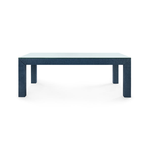 Parsons Coffee Table with Glass Top, Deep Navy