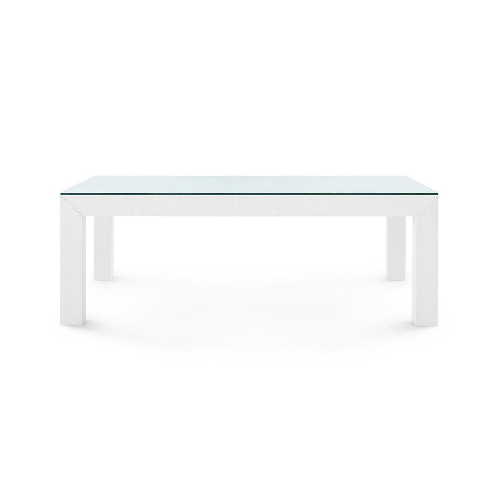 Parsons Coffee Table with Glass Top, Chiffon White-Blue Hand Home