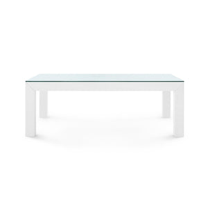 Parsons Coffee Table with Glass Top, Chiffon White