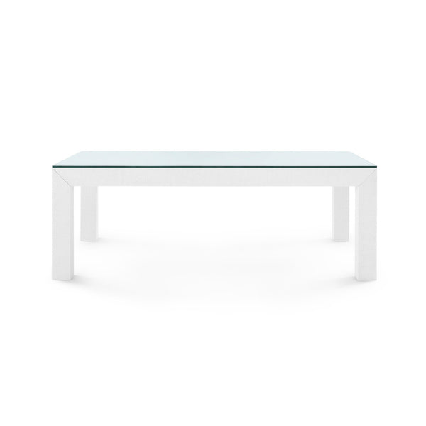 Parsons Coffee Table with Glass Top, Chiffon White