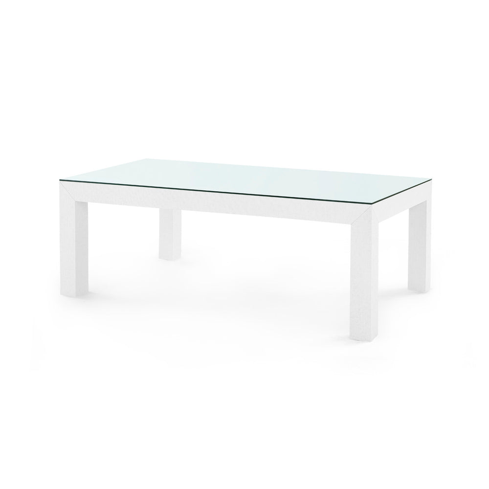 Parsons Coffee Table with Glass Top, Chiffon White-Blue Hand Home
