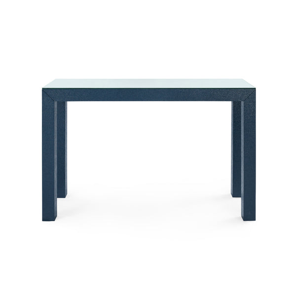 Parsons Console Table with Glass Top, Deep Navy