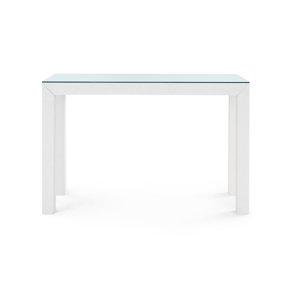 Parsons Console Table with Glass Top, Chiffon White-Blue Hand Home