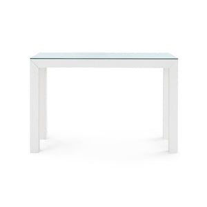 Parsons Console Table with Glass Top, Chiffon White
