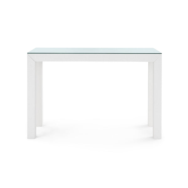 Parsons Console Table with Glass Top, Chiffon White