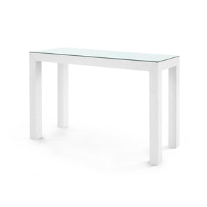 Parsons Console Table with Glass Top, Chiffon White