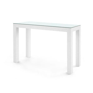 Parsons Console Table with Glass Top, Deep Navy