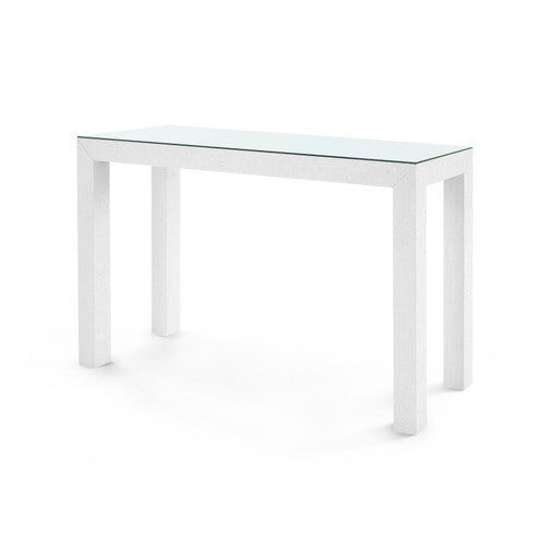 Parsons Console Table with Glass Top, Deep Navy