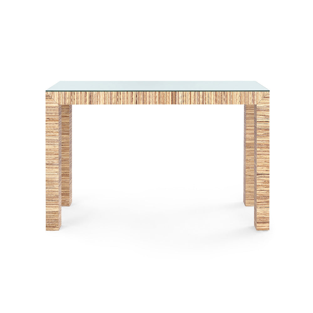 Parsons Console Table with Glass Top, Papyrus-Blue Hand Home