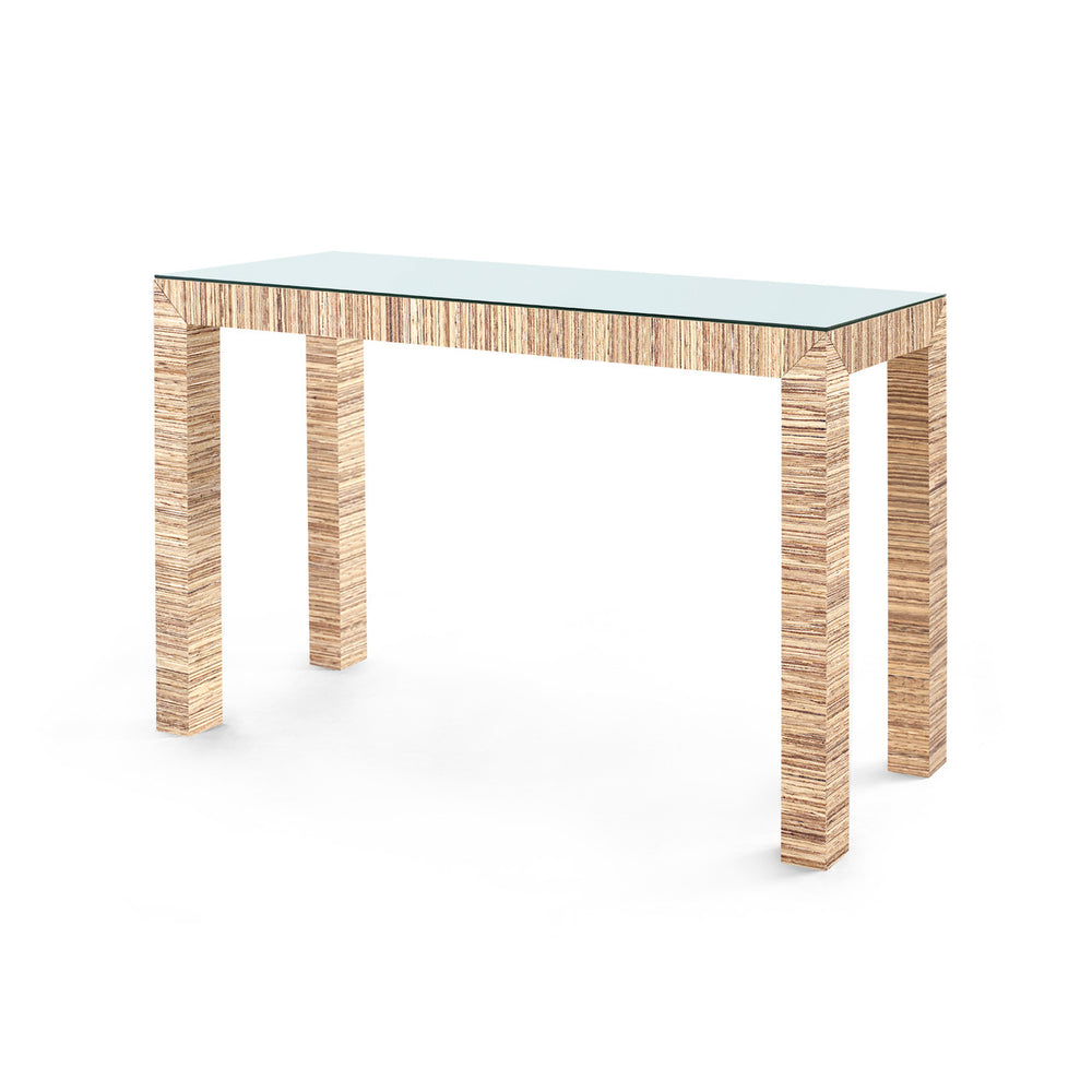 Parsons Console Table with Glass Top, Papyrus-Blue Hand Home