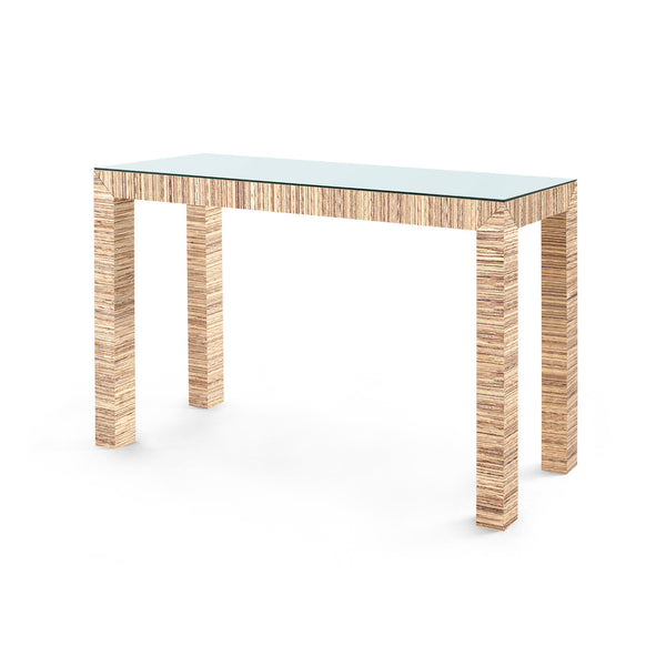 Parsons Console Table with Glass Top, Papyrus