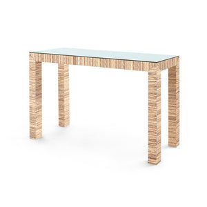 Parsons Console Table with Glass Top, Deep Navy