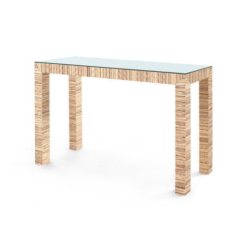 Parsons Console Table with Glass Top, Deep Navy