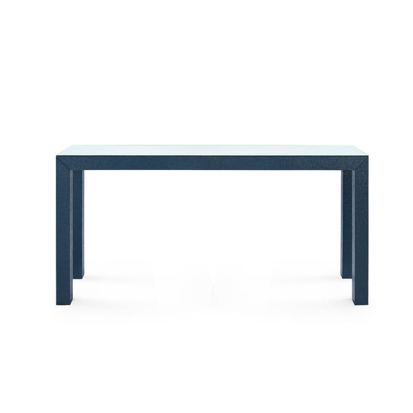 Parsons Large Console with Glass Top, Deep Navy