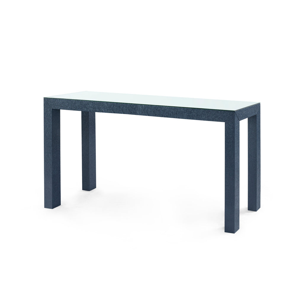 Parsons Large Console with Glass Top, Deep Navy-Blue Hand Home