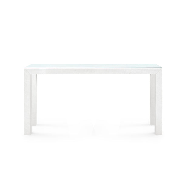 Parsons Large Console with Glass Top, Chiffon White