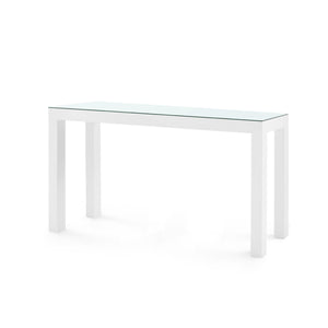 Parsons Large Console with Glass Top, Chiffon White