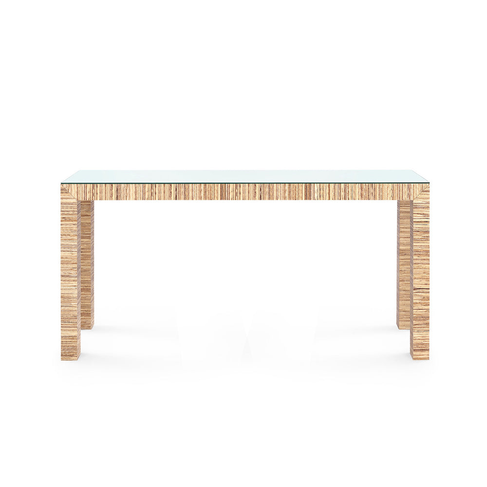 Parsons Large Console with Glass Top, Papyrus-Blue Hand Home