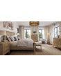 Versai Fluted Bench In Fruitwood W/ Natural Performance Fabric-Blue Hand Home