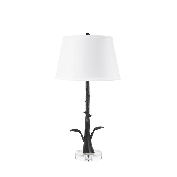 Rama Lamp with Shade 16-inch White Linen, with Gold, Gold Leaf