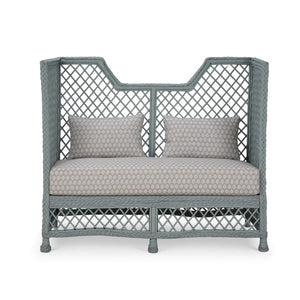 Rabana High Back Rattan Loveseat-Blue Hand Home