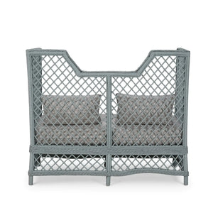 Rabana High Back Rattan Loveseat-Blue Hand Home