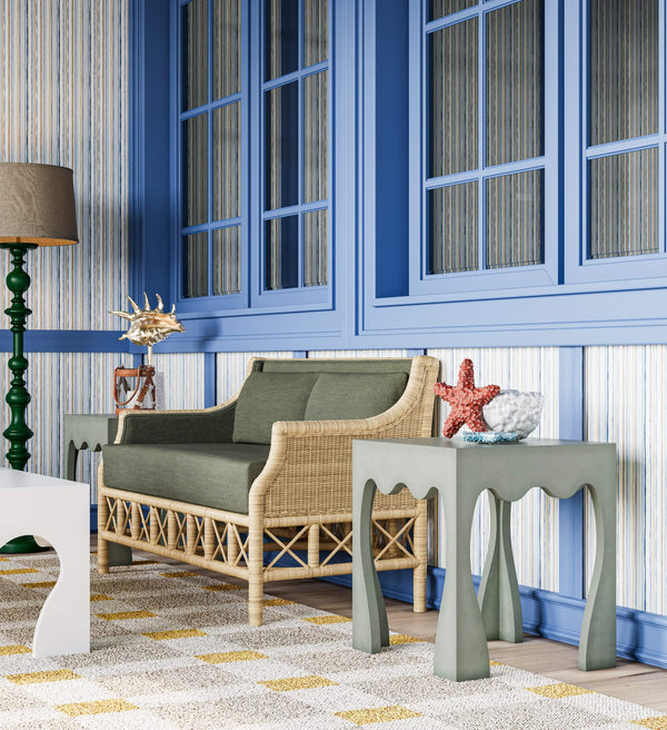 Rabana Rattan Loveseat-Blue Hand Home