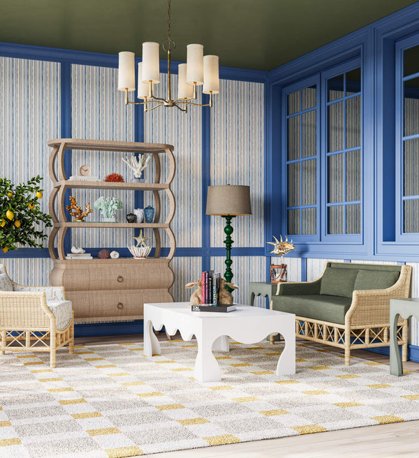 Rabana Rattan Loveseat-Blue Hand Home