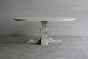 Reclaimed Elm 72" Racetrack Oval Dining Table - Pedestal Leg-Blue Hand Home