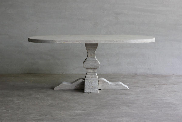 Reclaimed Elm 72" Racetrack Oval Dining Table - Pedestal Leg-Blue Hand Home