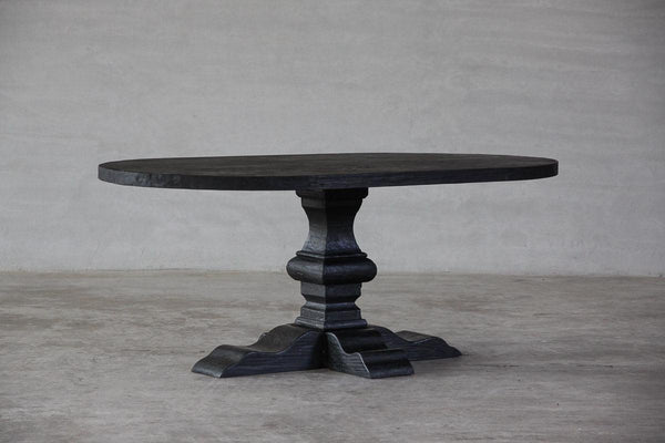 Reclaimed Elm 72" Racetrack Oval Dining Table - Pedestal Leg-Blue Hand Home
