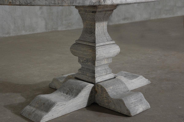 Reclaimed Elm 72" Racetrack Oval Dining Table - Pedestal Leg-Blue Hand Home