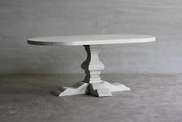Reclaimed Elm 72" Racetrack Oval Dining Table - Pedestal Leg-Blue Hand Home
