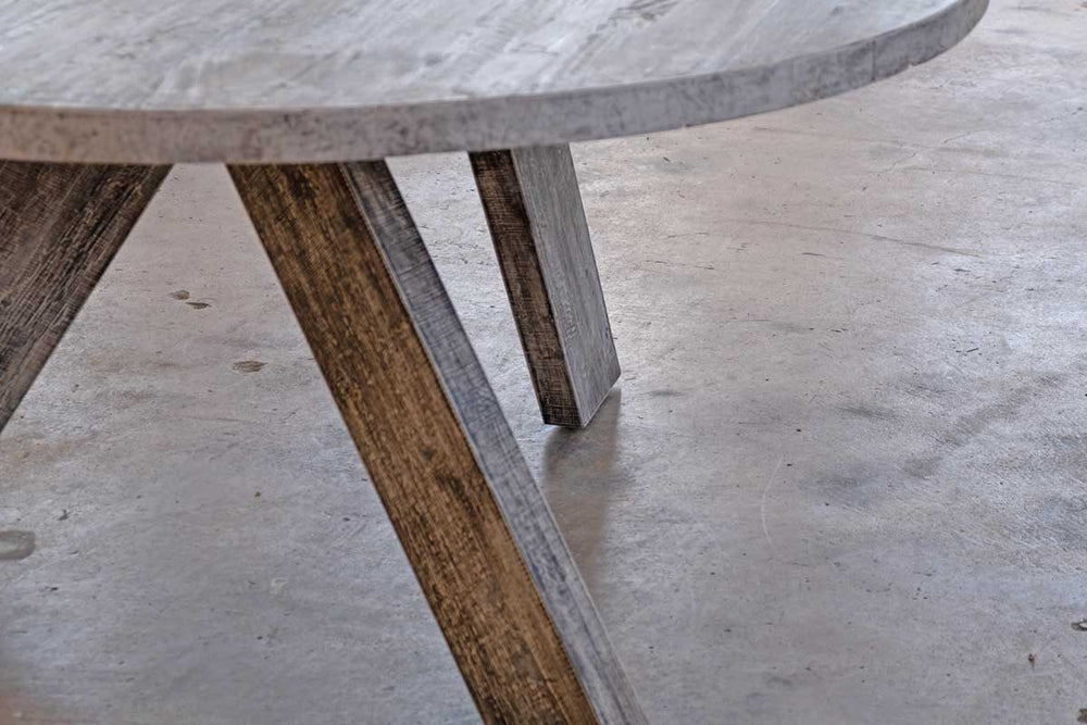 Reclaimed Elm Round Dining Table - V Base-Organic Restoration-Blue Hand Home