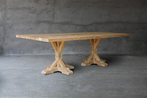 Reclaimed Teak Table with 2 R Bases-Blue Hand Home