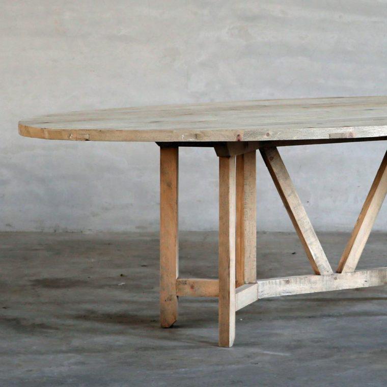 Reedition French Farm Table - Elliptical Oval-Blue Hand Home