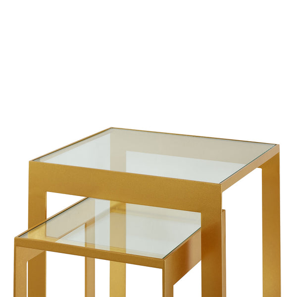 Rialto Nesting Tables Set of 2, Gold Leaf